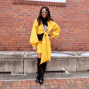 New two piece set  yellow scuba top & Skirt  sz S